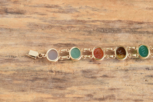 14k Yellow Gold Gemstone Scarab Bracelet - WRE